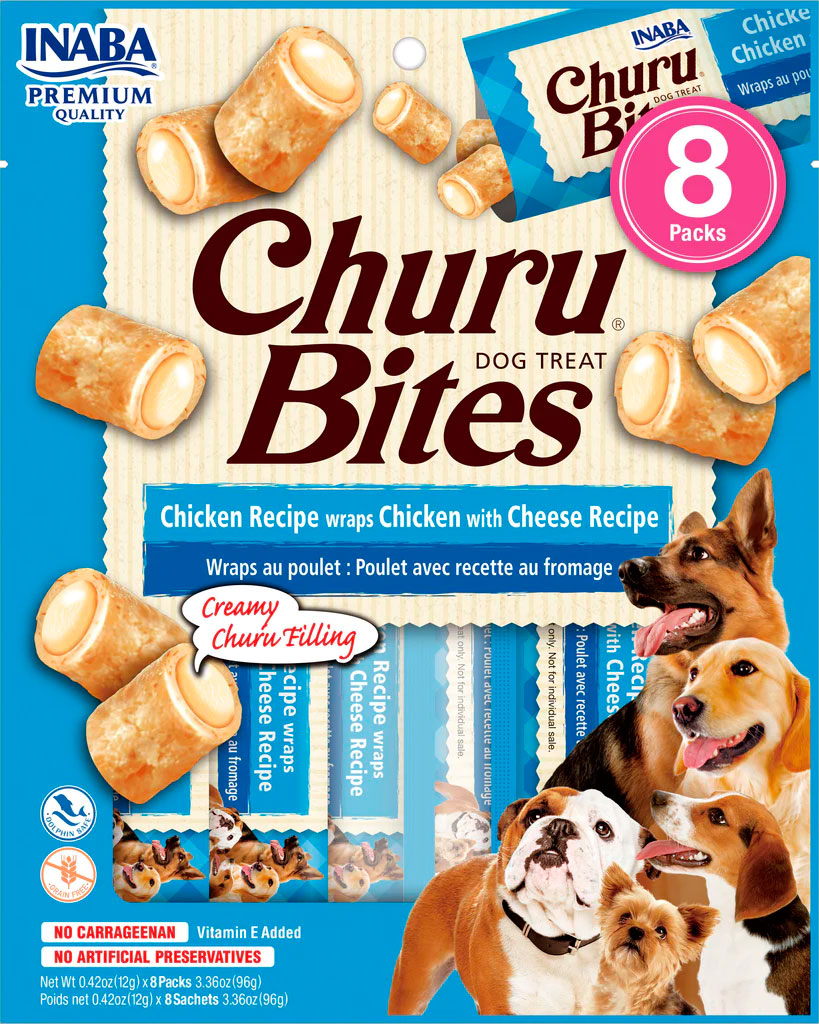 CHURU DOG BITES RECETA POLLO Y QUESO CAJA 8uds.DESCATALOGADO
